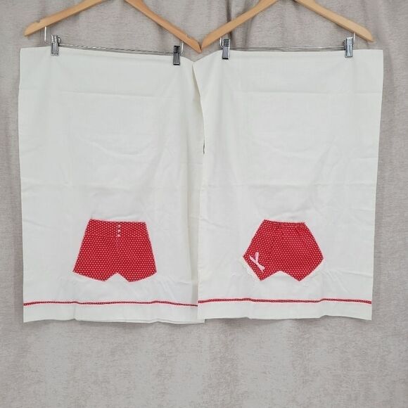 VINTAGE Standard Pillow Cases White with Red Boxers/Bloomers Pillowcase - Picture 1 of 11
